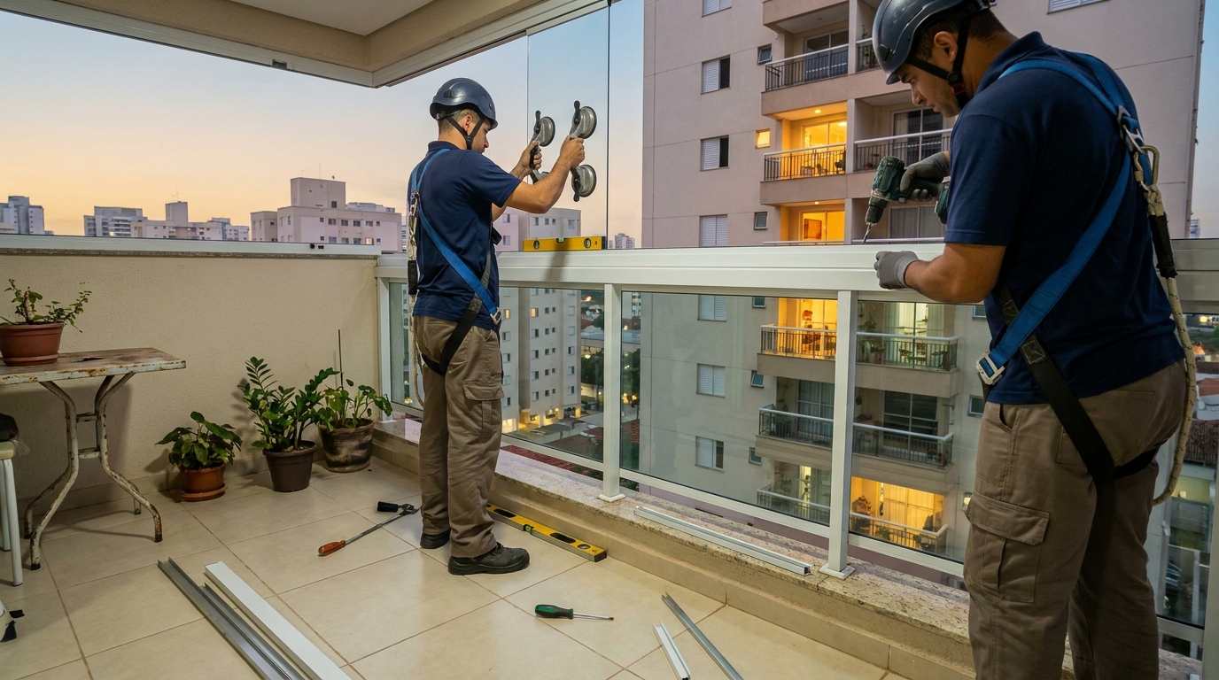 Cortina de vidro em terraço em Fortaleza-CE